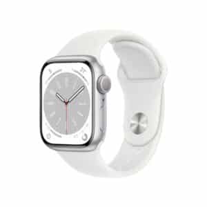 Apple Watch S8 Aluminium 41mm Silber (Sportarmband weiß)