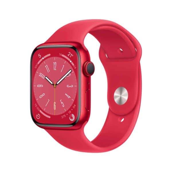 Apple Watch S8 Aluminium 45mm Rot (Sportarmband rot)