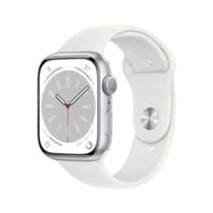 Apple Watch S8 Aluminium 45mm silber (Sportarmband weiß)