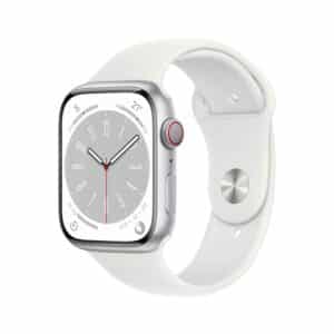 Apple Watch S8 Aluminium Cellular 45mm silber (Sportarmband weiß)