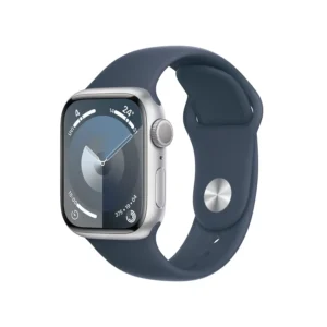 AppleWatch S9 Aluminium Cellular 41mm Silber (Sportarmband sturmblau) M/L