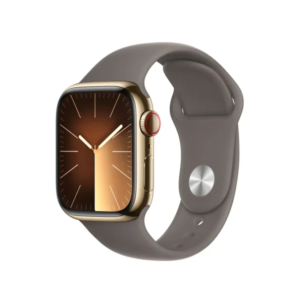 AppleWatch S9 Edelstahl Cellular 45mm Gold (Sportarmband tonbraun) M/L