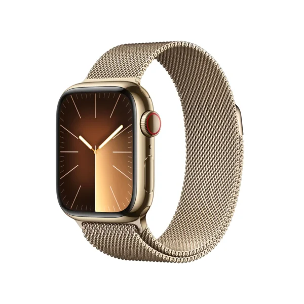 AppleWatch S9 Edelstahl Cellular 45mm Gold (milanaise gold)