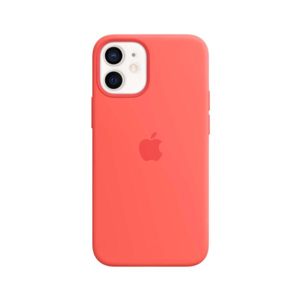 Apple iPhone 12 Mini Silikon Case mit MagSafe - Zitruspink